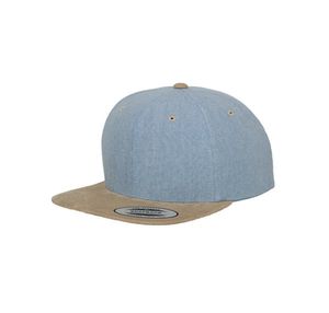 Urban Classics Chambray-Suede Snapback Trucker Cap Retro, Farbe: Blue/Beige