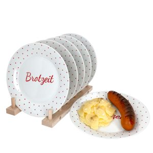 6er Set Berta Brotzeit / Bratzeit Teller 6 Personen Grill-Platt Frühstücksteller