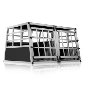CADOCA® Hundetransportbox Aluminium Hundebox Kofferraum robust verschließbar trapezförmig Reisebox Autobox Tiertransportbox, Größe:Hundetransportbox XL