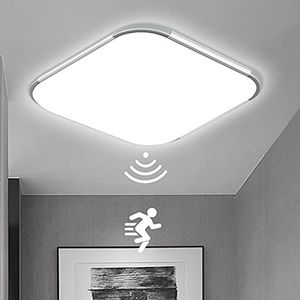 TRMLBE 24W LED Deckenleuchte mit Bewegungsmelder, LED Sensor Deckenlampe Flurleuchte Moderne Rund Deckenlampe mit IP44 Wasserdicht für Wohnzimmer Schlafzimmer 30x30cm Kaltweiß