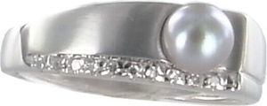 Ring 57 - Weißgold 585 - Zuchtperle - Diamanten