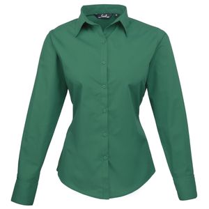 Dámská popelínová blůza / pracovní košile Premier s dlouhými rukávy RW1090 (14UK/40DE) (smaragdově zelená)