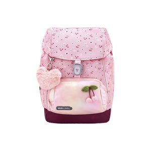 Belmil Premium ergonomischer Schulranzen Set 5 -teilig für Mädchen Für kleine Kinder, Erstklässler/Brustgurt, Hüftgurt/Magnetverschluss/Rosa, Braun (405-73/P/S Cherry Blossom)