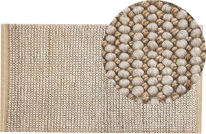 BELIANI Teppich Grau / Hellbeige Wolle 80 x 150 cm Rechteckig Läufer Strukturiert Natürlich Handgewebt Boho Fußbodenheizug Geeignet Wohnzimmer Flur