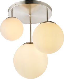 Globo Lighting Deckenleuchte Metall Nickel matt, Glas opal, weiß, Glaskugel-DM: 1 x 15 cm, 1 x 20 cm, 1 x 25 cm, ø: 470mm, H: 440mm, exkl. 2x E27 60W 230V, exkl. 1x E27 ILLU 60W 230V