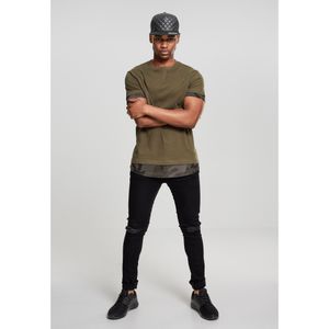 Urban Classics T-Shirt Long Shaped Camo Inset Tee Olive/Dark Camouflage-S