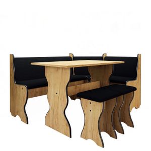 MIRJAN24 Eckbank + Tisch und zwei Hocker Thomas, Küchen-Set, rechte oder linke Seite (Farbe: Eiche Craft Golden / Hugo 100)