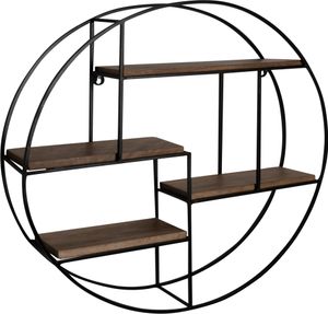 Manahee Design | Półka ścienna 70x70x18 cm z litego drewna mango / metalowa półka wisząca okrągła, mała pływająca półka industrialna, półka wisząca do salonu, regał ścienny Manahee Design | Półka ścienna 70x70x18 cm z litego drewna mango / metalowa półka wisząca okrągła, mała pływająca półka industrialna, półka wisząca do salonu, regał ścienny