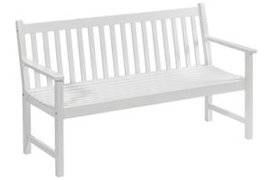 Dehner Gartenbank Mykonos, 3-Sitzer, 150 x 89 x 61.5 cm, FSC®-es Akazienholz, weiß