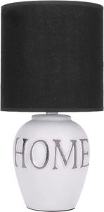 BRUBAKER Tisch- oder Nachttischlampe Home - Tischleuchte mit Keramikfuß und Stoffschirm - 30,5 cm Höhe, Weiß Grau