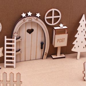 15ks Vánoční sada příslušenství tajných dveří Santa, vánoční sada tajných dveří Santa, vánoční dekorace Elf Door, dřevěné tajné dveře Santa s miniaturními krabičkami na dopisy