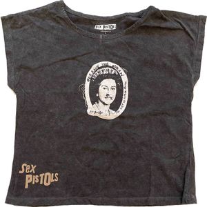 Pistols - Krátky top "God Save The Queen" pre ženy RO4003 (M) (Black)