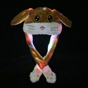 Wackelohrmütze mit LED und beweglichen Ohren Plüschkostüm für Kinder Erwachsene Tier Plüschtier Mütze (brauner Hamster)