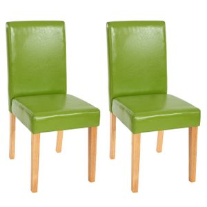 sada 2 jídelních židlí Kuchyňská židle Littau  imitace kůže, zelená, světlé nohy