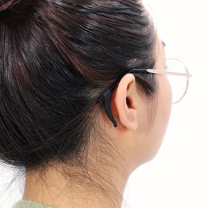 kwmobile Antirutsch Halterung und Brillenband für Brillenbügel Set - 4x L Silikon Ohrbügel Haken und 2x Band für Brille Schwarz
