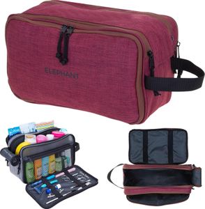 Kulturbeutel Kulturtasche gross viele Fächer Kosmetiktasche gross Reise Sauna Sport Freizeit Tasche Elephant Travel Washbag XL 13028 Rot Bordeaux