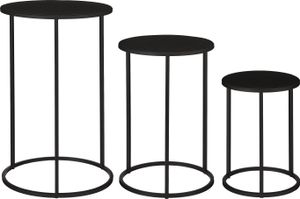 Mica Decorations Quinty Beistelltisch-Set - 3er-Set - H50 x Ø32 cm - Metall - Schwarz