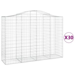 vidaXL Gabionen mit Hochbogen 30Stk. 200x50x140/160cm Verzinktes Eisen