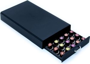 Intirilife praktische Plastik Aufbewahrungsschublade für Kaffeekapseln in Schwarz - Kompatibel mit Nespresso Kapseln - Schublade Schubfach Schubkasten