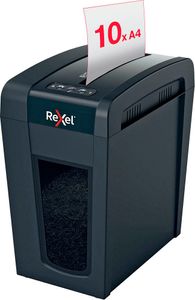 AKTION: Rexel Secure X10-SL Aktenvernichter mit Partikelschnitt P-4, 4 x 40 mm, bis 10 Blatt, schwarz mit CashBack