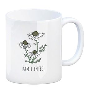 Kamillentee Teetasse mit Kamillenblüte für Teetrinker – Weiß