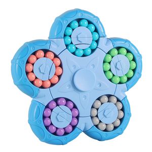 Magic Beans IQ Game Cube Toy,Rotating Finger 3D Puzzle,Fidget Spinner,Zauberwürfel Puzzle,zehnseitige Kreisel-Zauberbohnen,blau