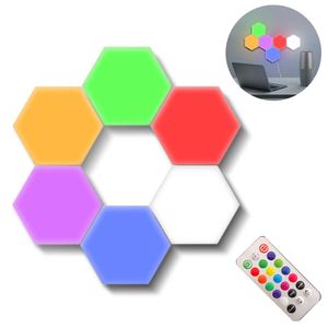LED-Licht,,berührungsempfindliche,RGB-Hexagon-Lichter,,sechseckige,LED-Wandleuchten,mit,USB-Strom,,Spleißen,,Schlafzimmerdekoration,,6er-Packs