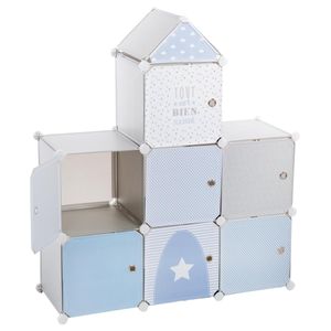 Kinder Aufbewahrungsboxen "Château" - grau und blau 96 × 109 cm - Atmosphera créateur d'intérieur