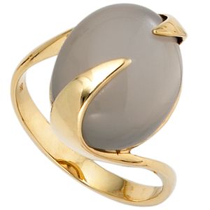 JOBO Damen Ring 585 Gold Gelbgold 1 Mondstein Goldring Größe 58