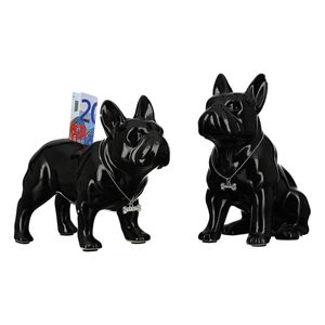 Casablanca Spardose, Hund, "Bulli", Bulldogge, Keramik, schwarz, , 2fach sortiert 96370
