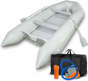 EBERTH Schlauchboot Angelboot Paddelboot aus robustem PVC für Außenborder 8 Personen, 4,60m x 1,90m Boot mit 2X Sitzbank, 2X Paddel, Aluboden, Pumpe
