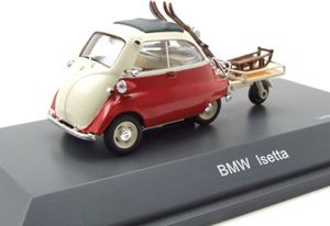BMW Isetta Anhänger und Ski rot weiß Modellauto 1:43 Schuco