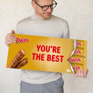 XXL Twix Geschenk - 800 Gramm Twix-Schokolade - Botschaft: "Du bist der Beste!" - Super tolle Geschenkverpackung im Twix-Stil