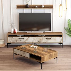 Skye Decor, Istanbul - ořech, bílý mramor, obývací pokoj, obývací sestava, ořech, 180 x 47 x 35 cm Skye Decor, Istanbul - ořech, bílý mramor, obývací pokoj, obývací sestava, ořech, 180 x 47 x 35 cm