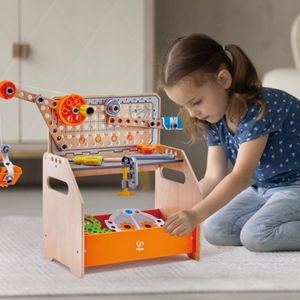 Hape E3028 - Tüftler-Arbeitstisch, MINT-Spielzeug, Experimentierset, Junior Inventor - Erfinden und Experimentieren