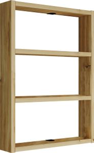 HowHomely | Küchenschränke, Hängebücherregal, Wandregal mit 3 Einlegeböden, Naturholz - 60 x 43,2 x 9 CM - Platzsparend, Modernes Design