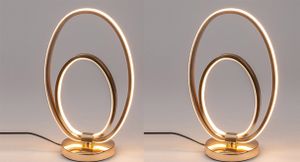 2er Set LED Tischlampen Leuchten Oval H. 38cm gold aus Metall Formano