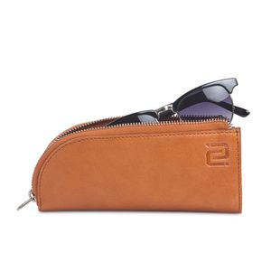 NEGOTIA Alpha Glasses Case Leather - puzdro na slnečné okuliare na zips - Puzdro na 2 okuliare - Puzdro na okuliare - Obal na okuliare - Brown