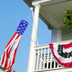 2Pcs Windsack Amerikanische Flagge Streifen Polyester Im Freien Satte Farbe Flagge Drachen Für Veranda