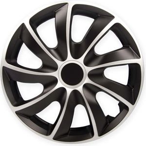 J&J Automotive | Poklice Quad 15" Černá a Stříbrná 4ks