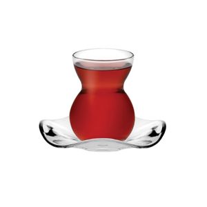 Sada čajových pohárov Pasabahce Cay Bardagi 6x čajový pohár + 6x podšálkaČajové sklo transparentné