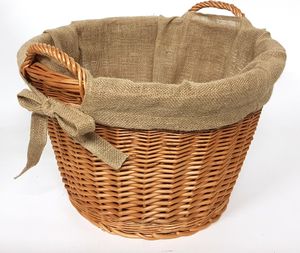 Kaminkorb Holzkorb Kaminholzkorb aus geschälten Weide mit Jute Ø 45 cm (Art. 90470-45)