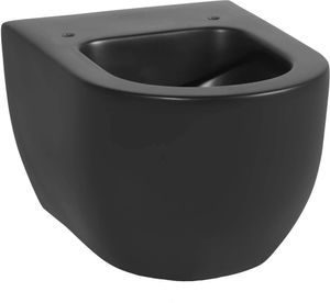 Saqu Home Wand-WC Set mit randlosem WC inkl. AbsenkautomatikWC-Sitz mit Quickrelease Mattschwarz - Hänge-WC mit Tiefspül - Keramik
