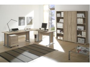 Büromöbel Office Line 5 teiliges Komplett- Set in Eiche Sonoma