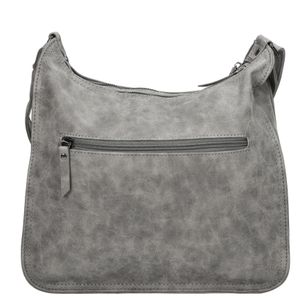 Große Damen Tasche Schultertasche Umhängetasche Crossover Bag Leder Optik Handtasche Grau