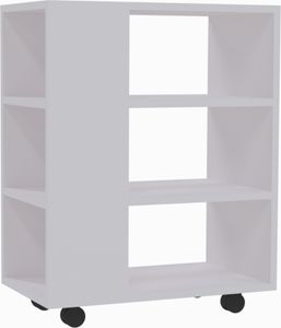 Brüder-Möbel | Druckertisch mit Räder, 60x70x35 cm - Weiß, Rollcontainer mit 3 Ablagen, Druckertisch mit Rädern, für Büro