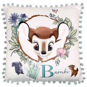 Bambi Disney Quadratisches Kissen mit Bommeln, Minze und Creme 45x45 cm