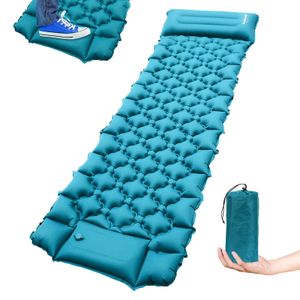 SWANEW Camping Isomatte, Kompakte, Selbstaufblasende Schlafmatte mit leichtem, Feuchtigkeitsbeständigem Kissen, 192 x 60 x 8.5 cm, blau