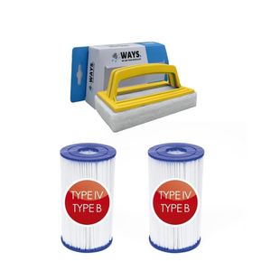 Bestway - Typ IV-Filter geeignet für Filterpumpe 58391 - 2 Stück & WAYS Scheuerbürste