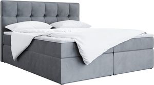 MKS MEBLE Posteľ Boxspring Manželská posteľ Čalúnená koženková posteľ s úložným priestorom v zásuvke - RICO 180X200 Grey Monolit - Matrac H3